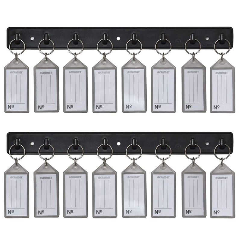 Acrimet Key Tag Rack w/8 Keyring Tags 2-Pack (Black w/ Smoke Color) Code 143.3