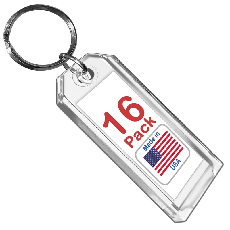 Premium Key Tag 3â€³ Crystal Color (16 Pack) (With Ring) Code 208.0