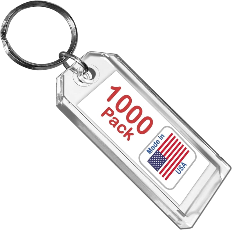Premium Key Tag 3â€³ Crystal Color (1000 Pack) (With Ring) Code 208.6