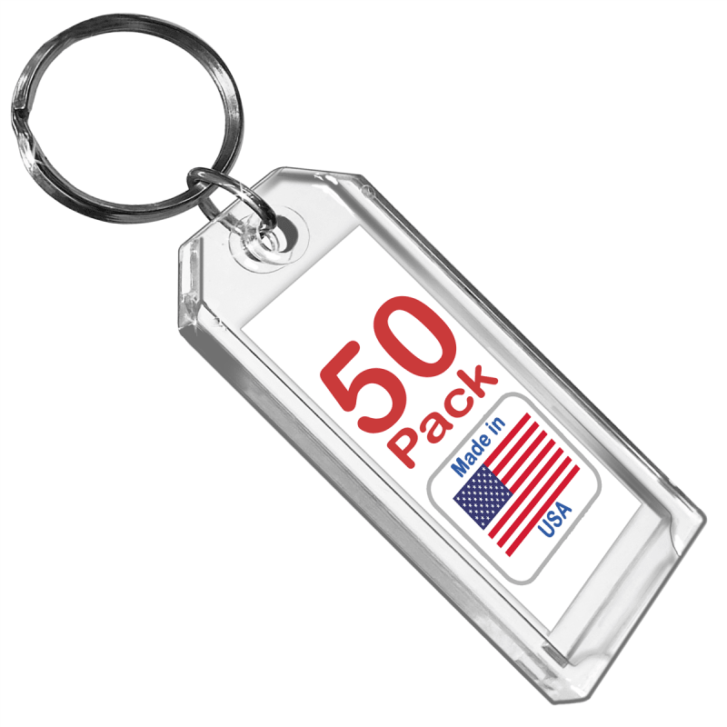 Premium Key Tag 3â€³ Crystal Color (50 Pack) (With Ring) Code 208.7