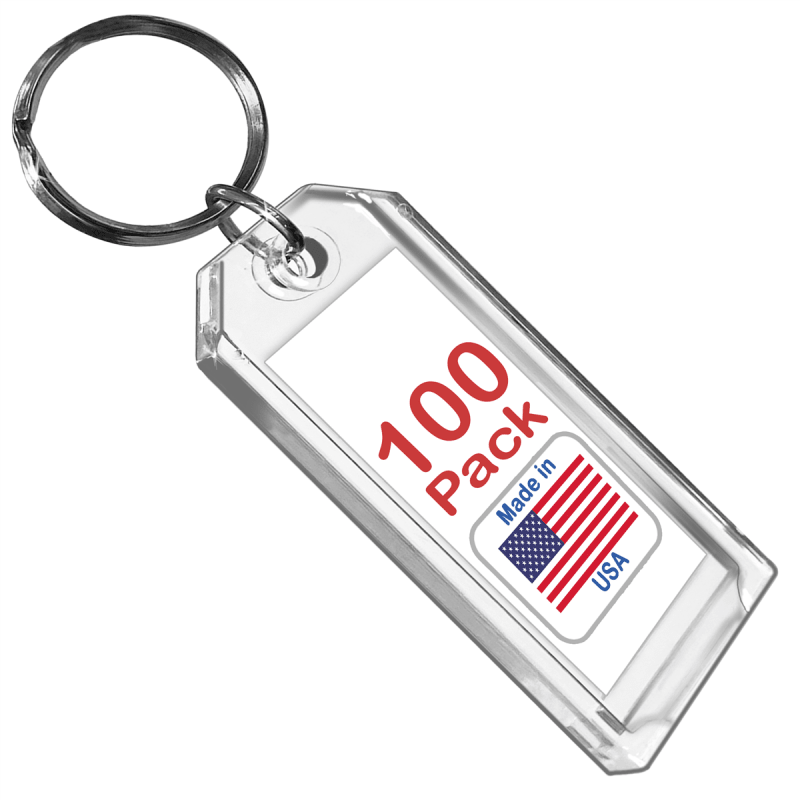 Premium Key Tag 3â€³ Crystal Color (100 Pack) (With Ring) Code 208.8