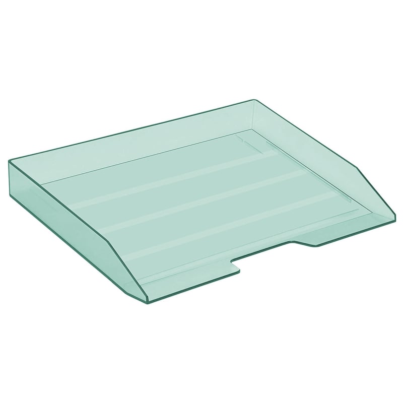 Acrimet Stackable Letter Tray Single Side Load Plastic Desktop File Organizer (Clear Green Color) (1 Unit) Code.217.5