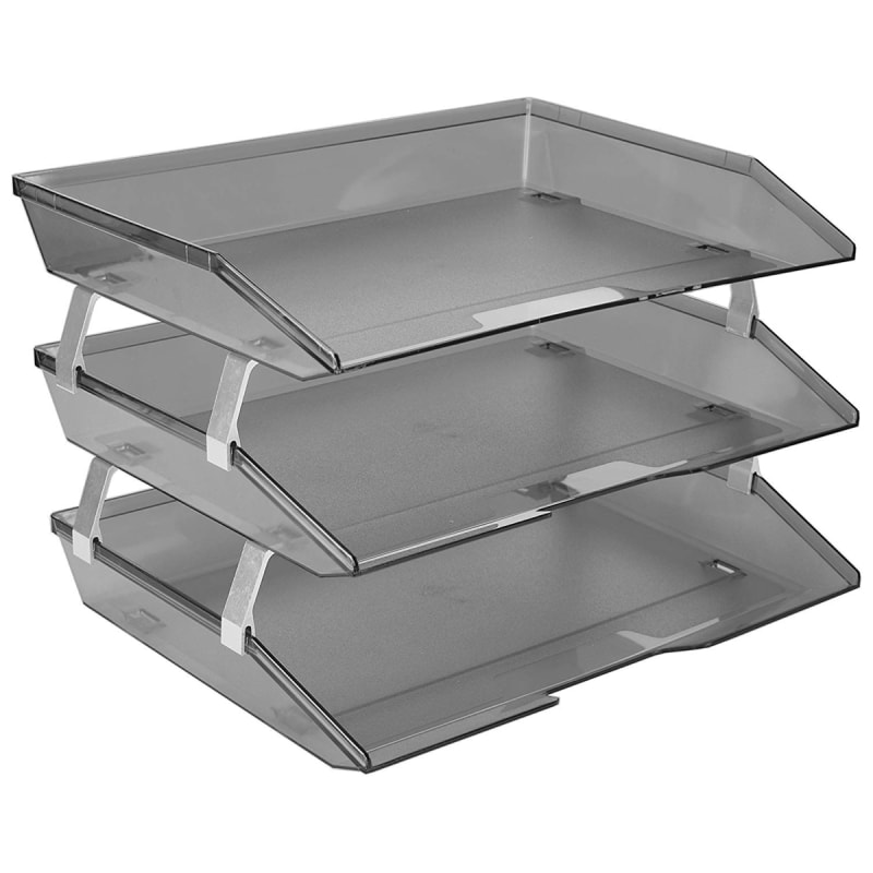 Letter Tray 3 Tiers Triple Smoke Acrimet