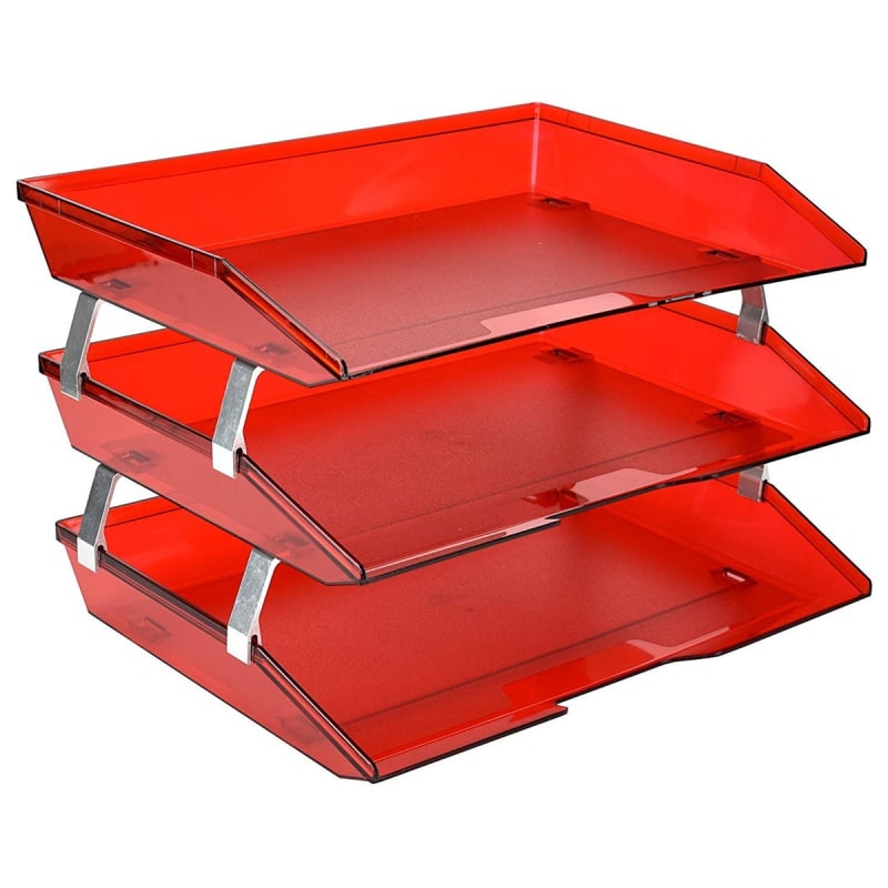 Acrimet Facility 3 Tier Letter Tray (Clear Red Color) Code 255.7