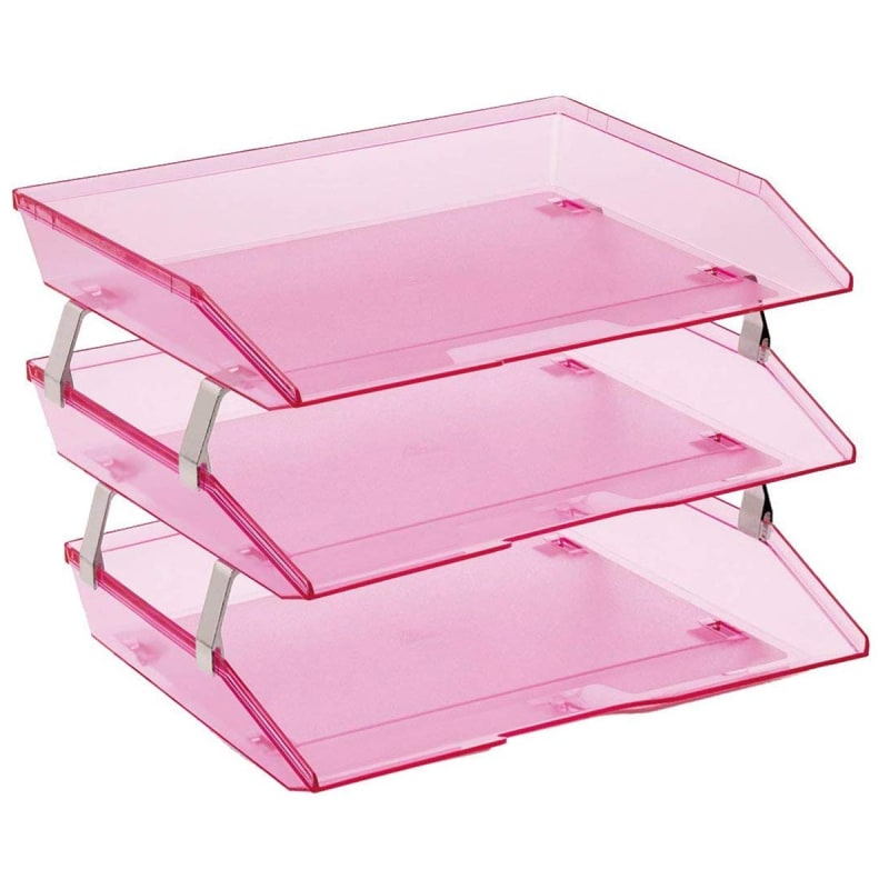 Acrimet Facility 3 Tier Letter Tray (Clear Pink Color) Code 255.8