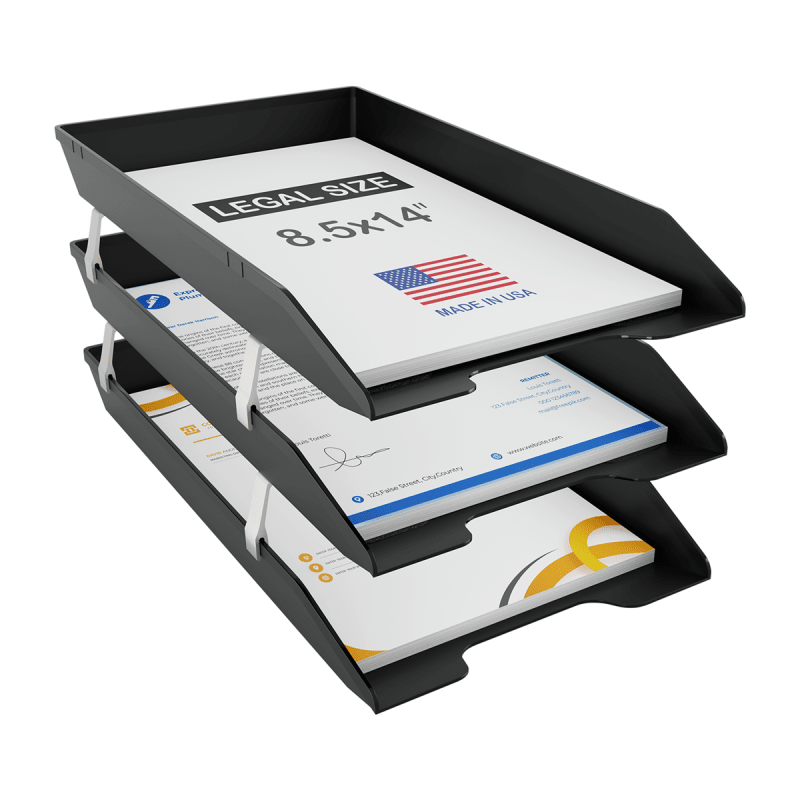 Acrimet Facility 3 Tier Letter Tray Front Load Legal Size (Black Color) Code 259.3