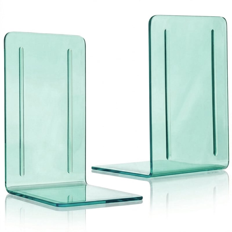 Acrimet Bookends 1 Pair, Clear Plastic Clear Green 290.3