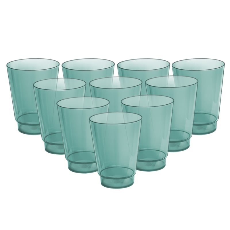 Acrimet Plastic Cup, Reusable, 10oz | 300ml, Tumbler Water, Machine Washable, Stackable, Drinking Cup, Shatter Proof, Durable (Green Color) - (Set of 10)