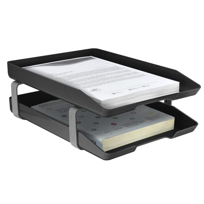 Acrimet Traditional Letter Tray 2 Tier Front Load Design (Black)