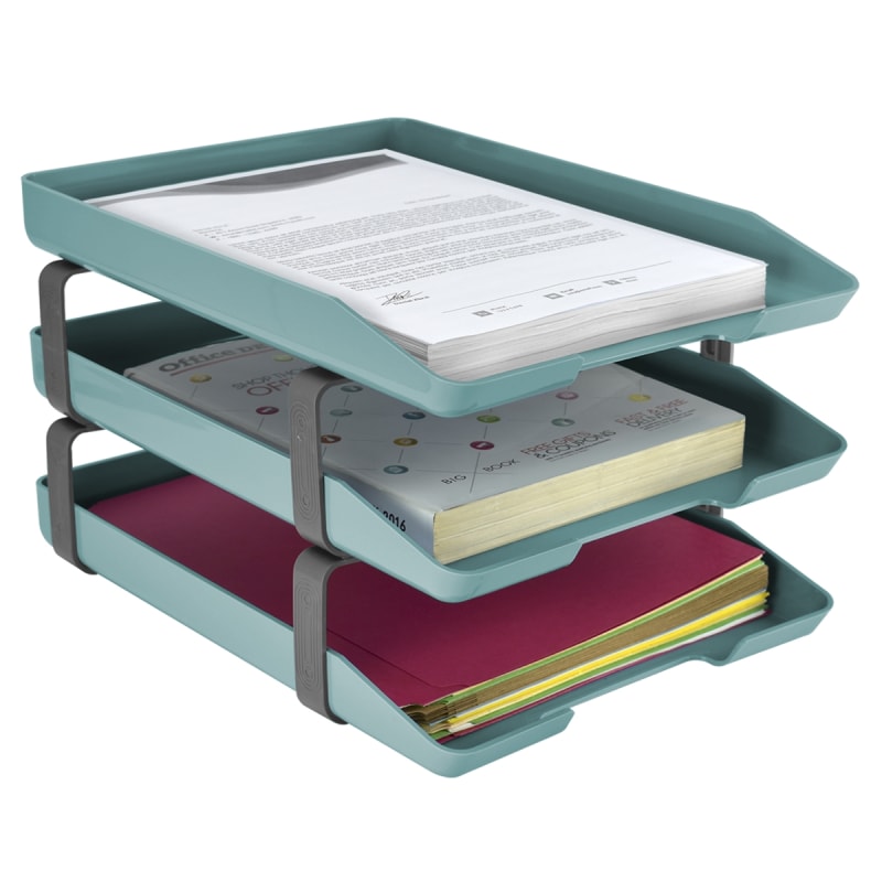 Acrimet Traditional Letter Tray 3 Tier Front Load Design (Solid Green)