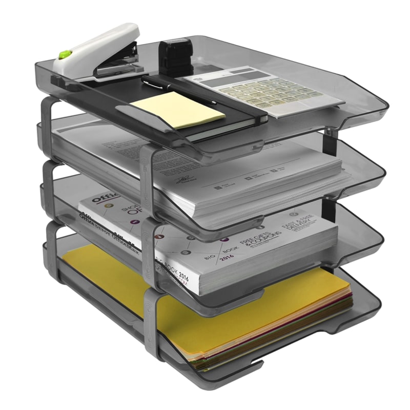 Acrimet Traditional Letter Tray 4 Tier Front Load Design (Smoke)
