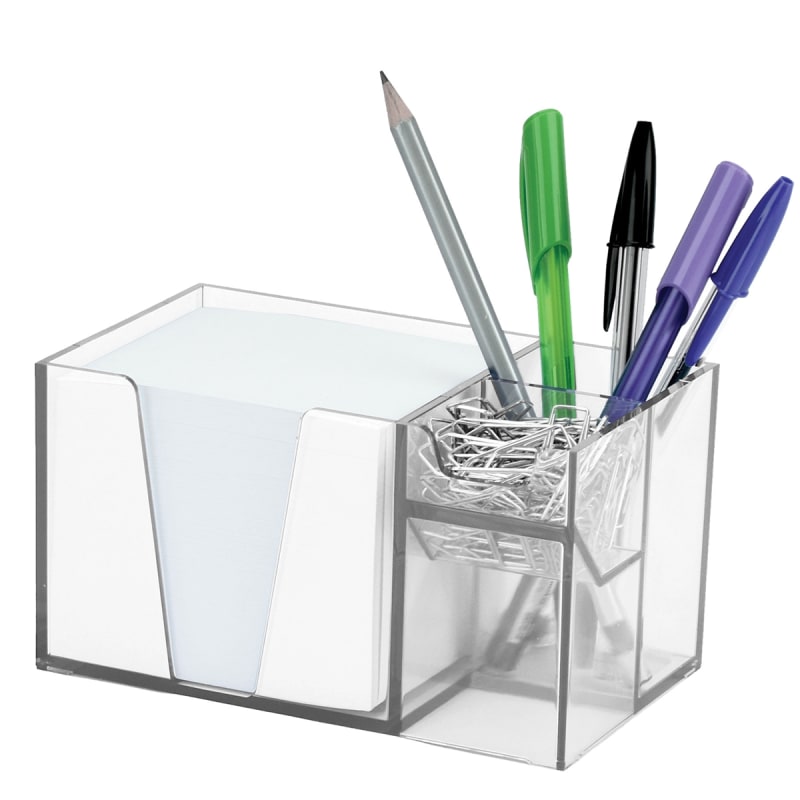 Acrimet Desk Organizer Pencil Paper Clip Holder (Crystal Color) (With Paper)