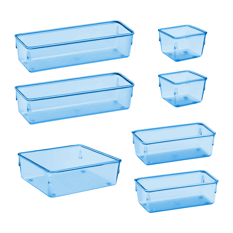 Acrimet Desk Drawer Organizer Clear Blue 7 Pack 4 Sizes 975.4