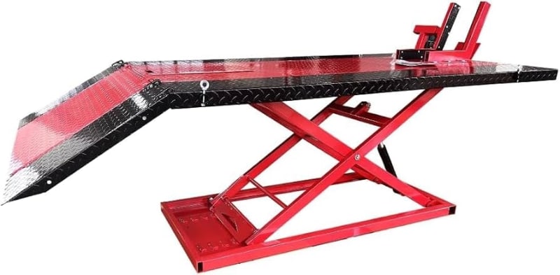 KATOOL KT-MOTO150LT 1,500 lb hydraulic motorcycle lift with ramp and side extensions