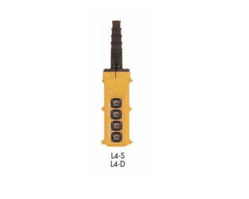 L4-S-1 Ductowire L series - 4 button pendant - All Single Speed.  Includes legend plates
          Multi-step cord grip, strain relief hook and boots.