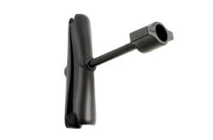 RAM long double socket arm with retention knob, 1" B-size ball sockets at both ends, spring-loaded pivot, for adjustable device mounting.