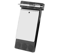 RAM Multi-Pad Universal Notepad Holder for aviation cockpits, holding flight checklists, pilot notes, and logbooks securely during flights.
