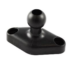 RAP-SB-238U composite diamond base featuring 0.75" ball at right angle, 1.25" x 2.5" plate, and two 1.912" spaced mounting holes.