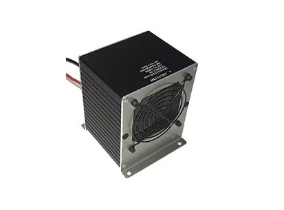 Hornet 45 24V heater with anodized aluminum housing, single fan, patented stainless steel heating module, and terminal block.