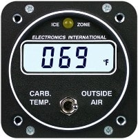 Electronics International CA-1 Carb/OAT gauge for aircraft, offering precise carburetor and outside air temperature monitoring. Electronics International CA-1 Carb/OAT gauge for aircraft, offering precise carburetor and outside air temperature monitoring.
