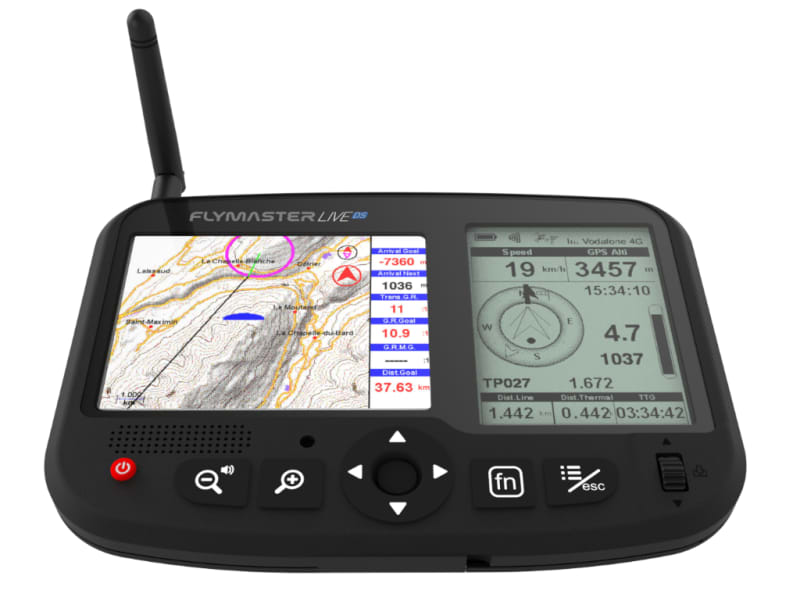 Flymaster Live DS flight instrument with FLARM, variometer, 3D maps, airspace alerts, cross-country navigation, and LiveTracking.
