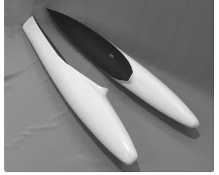 Knots2U Piper PA-23 aircraft tips, fins, and fairings, FAA/PMA approved, fiberglass and ABS, white primer, ready for painting and installation.