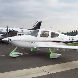 AeroTect computer-cut polyurethane paint protection film applied on Cirrus aircraft surface, protecting against chips, erosion, and yellowing.