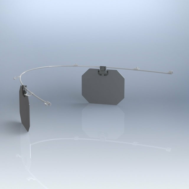 Rosen Monorail Sunvisor for Learjet aircraft featuring chrome monorail, optical lens, UV protection, glare reduction, and full 360-degree swivel.