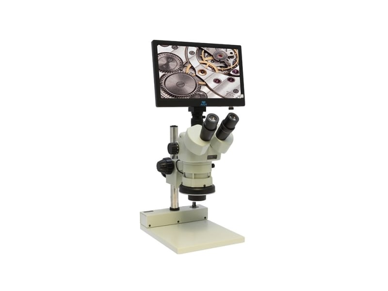 Aven 26800B-355 - Microscopio Trinocular Con Zoom Estéreo SPZHT-135 [21x-135x] En Soporte De Poste Con Luz LED Y Monitor Integrados