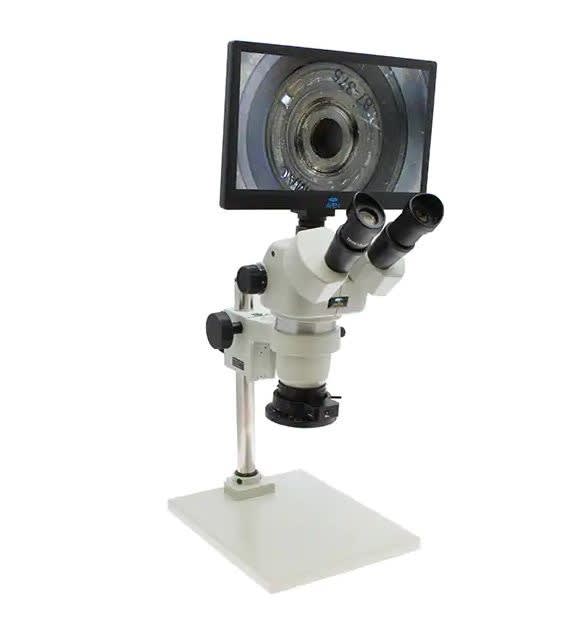 Aven 26800B-373-3 - Microscopio Trinocular Con Zoom Estéreo SPZV-50 [6.75x-143x] En Soporte De Poste, Cámara / Monitor Integrados Y Polarizador Ajustable