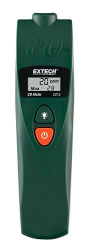 Extech CO15 - Medidor de monóxido de carbono con nivel de advertencia de CO ajustable y pantalla retroiluminada