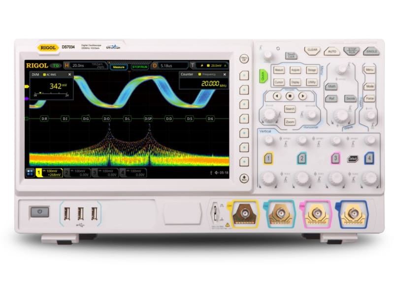 Rigol DS7034 - Osciloscopio digital 350MHZ con 4 canales, muestreo 10GS / s