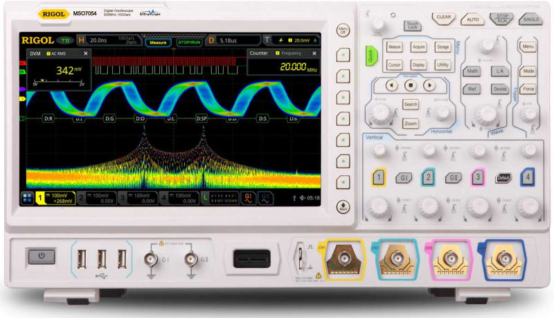Rigol DS7054 500MHZ Osciloscopio Digital de 4 Canales  Analógicos, 10GSa/Seg de Velocidad de Muestreo, 500 MHz de Ancho de Banda