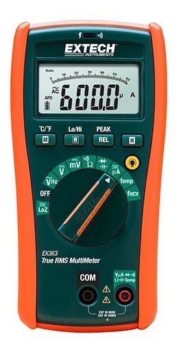 Extech EX363 - Multímetro HVAC con detector de voltaje sin contacto y función de temperatura tipo K de 11 funciones