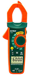 Extech EX655 - Pinza amperimétrica de CA/CC de verdadero valor eficaz de 600 A + NCV Pinza amperimétrica CA/CC con detector de voltaje sin contacto, baja impedancia, filtro de paso bajo y temperatura