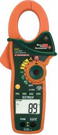 Extech EX810 - Medidor de Gancho con Multímetro y Termómetro Infrarrojo. Pinza Amperimétrica 1000A CA/MMD, Termómetro IR con Rango de Medición de -50 a 270ºC (-58 a 518ºF).