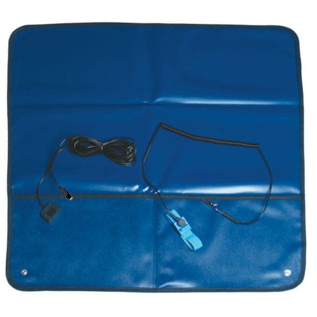 TransformingTechnologies FSM2424B 2'x2' Field Service Kit, Blue, 2 Male 10mm Snaps, Wrist Band Set, Bulldog Ground Cord