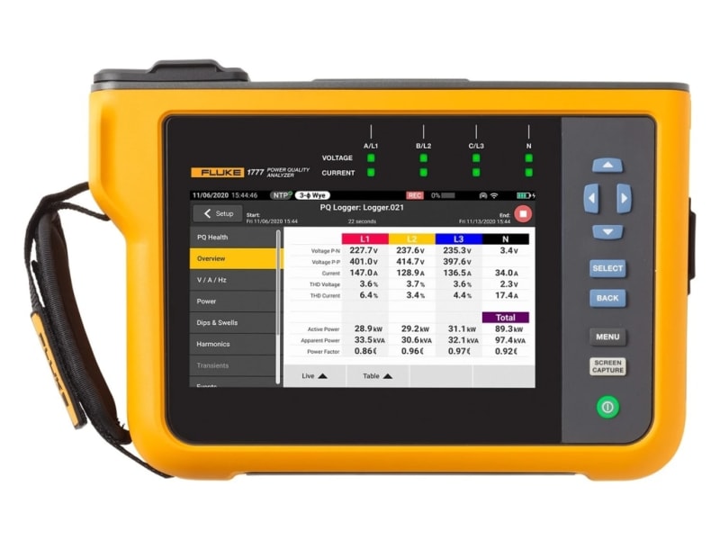 Fluke 1777-BASIC - Analizador de calidad eléctrica trifásico (sin sondas)