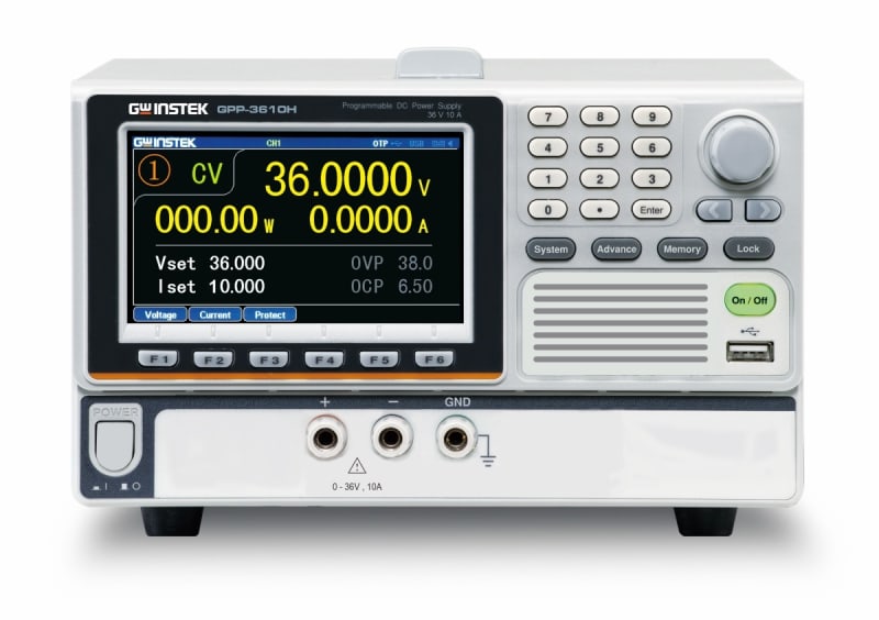 GW Instek GPP-3610HG Fuente de alimentacion CC programable salida unica, 360 W, 0-36 V / 0-10 A, serie GPP