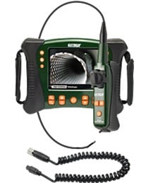 Extech HDV640W - kit de videoscopio HD con monitor HDV600 y auricular inalámbrico/sonda articulada Cámara de inspección con auricular inalámbrico y sonda articulada (240°) semirrígida de 6 mm (1 m)