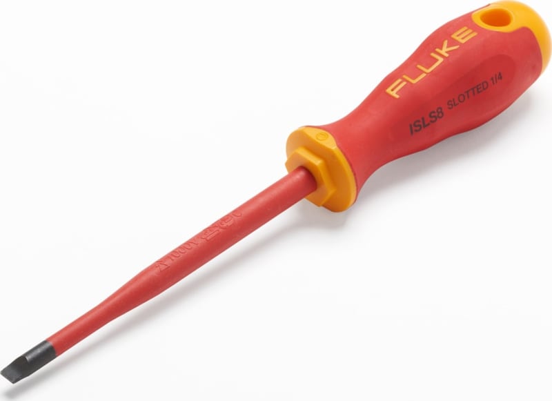 FLUKE ISLS3 Destornillador de punta plana aislado de 2,5 mm x 75 mm, 3/32x3 pulgadas, 1000 V
