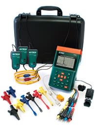Extech PQ3350-1  - Analizador de armónicos y potencia trifásica Completo con sondas de pinza amperimétrica flexibles de 1200 A y 12"