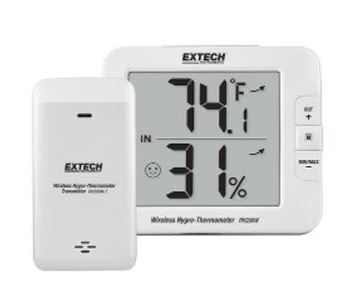 Extech RH200W -  higrotermómetro inalámbrico multicanal Conecte hasta 8 transmisores inalámbricos para medir de forma remota la temperatura/humedad interior