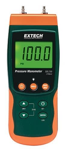 Extech SDL730 - Manómetro de registro de datos de alto rango. Registra datos en una tarjeta SD en formato Excel