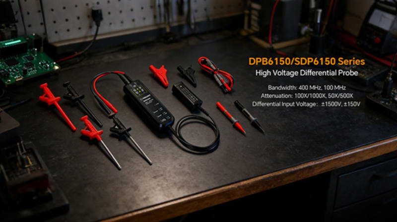 Siglent SDP6150A Sonda diferencial de alta tension: 100 MHz, 50X/500X, voltaje de prueba diferencial maximo (DC + pico AC) ±1500 V, CATIII 600 V/CATII 1000 V, fuente de alimentacion de DC 5 V