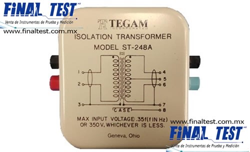 Tegam ST-248A Relación CA Estándar, Relación 1: 1, Terminación del borne de unión, Escudos electrostáticos  Rango de frecuencia 50-10,000 Hz Prueba de aislamiento 500V
