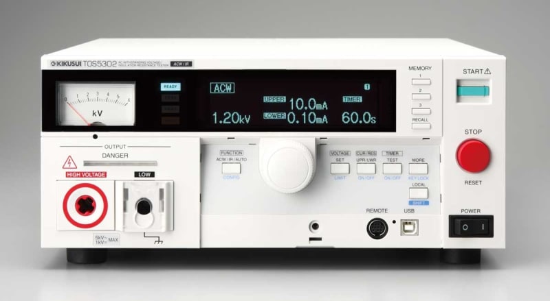Kikusui TOS5302 AC Hipot 5 kV/100 mA (500 VA), IR -25 to -1000 V