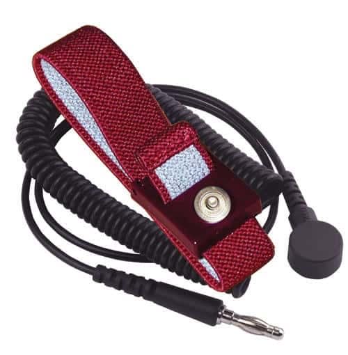 TransformingTechnologies WB2643 Wrist Strap Set, Black, 12', 4mm Maroon Fabric Band