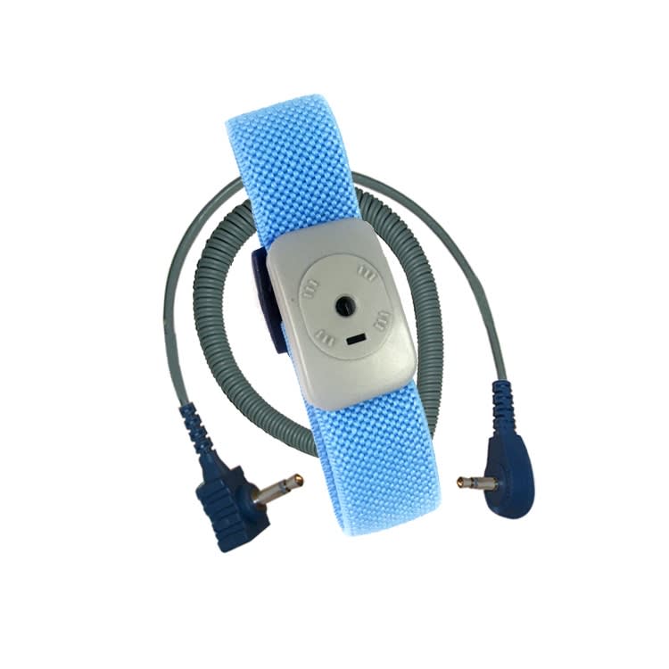 TransformingTechnologies WB7050 Dual Conductor Adjustable Fabric Wrist Strap With 5' Coil Cord, Turquoise