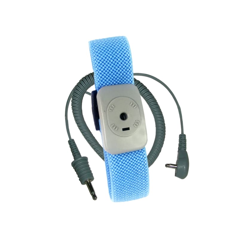 TransformingTechnologies WB7100 Dual Conductor Adjustable Fabric Wrist Strap With 10' Coil Cord, Turquoise
